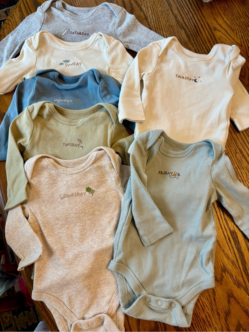Days of the week baby onesies